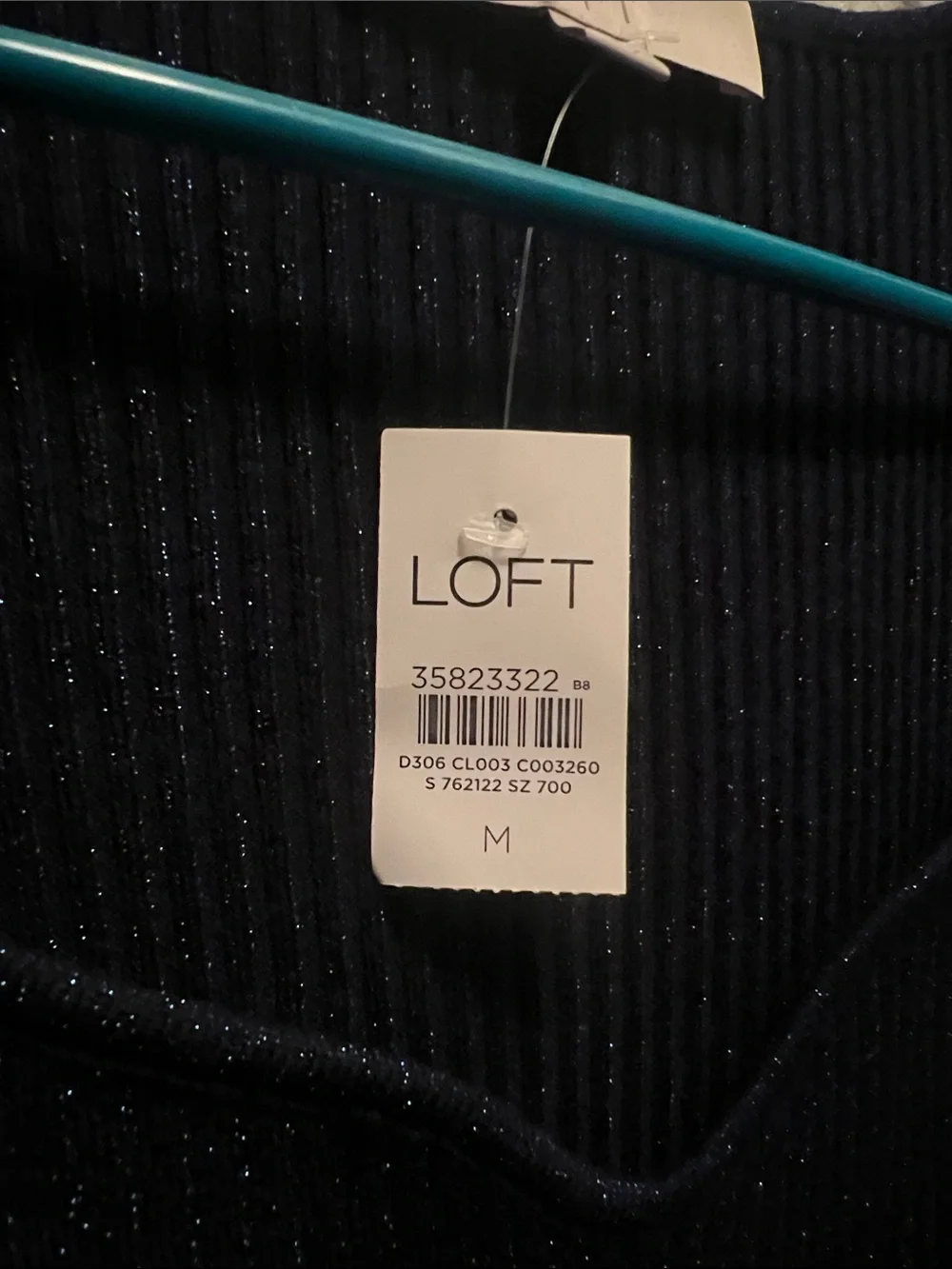 LOFT Dark Navy V-Neck Sweater with Flared Cuffs